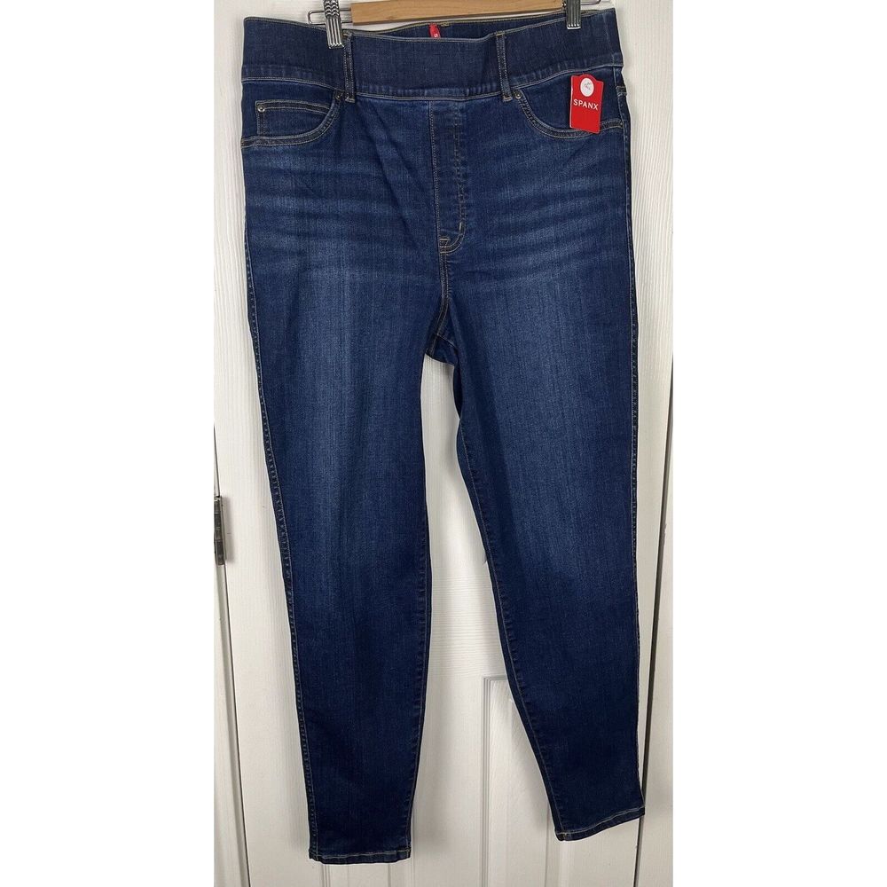 SPANX Distressed Ankle Skinny Jeans, Midnight Shade Women’s Size 1X/1T Tall